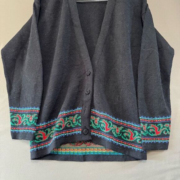 Pendleton Women’s Black Cardigan Sweater Size Medium 100% Virgin Wool Vintage - Picture 4 of 9